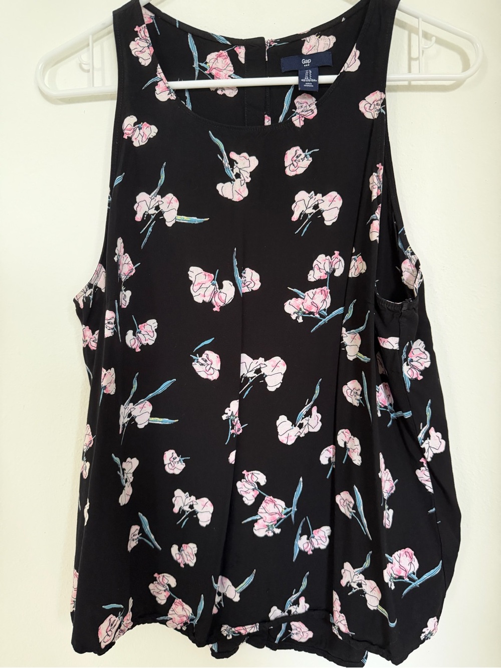 GAP Black Top with Pink Floral Print